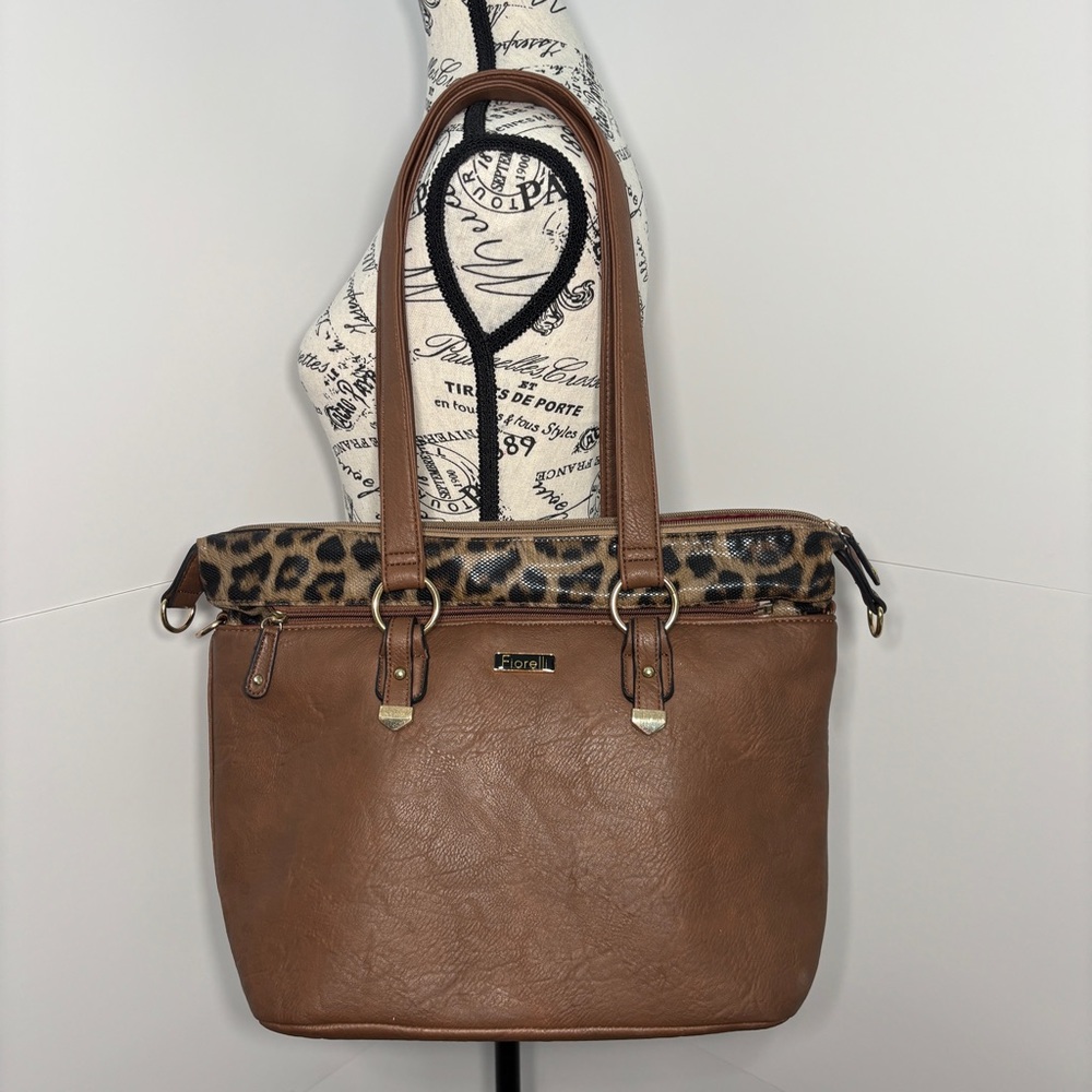 Giorgio Fiorelli Brown Shoulder Bag with Animal Print Leopard Print